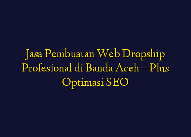 Jasa Pembuatan Web Dropship Profesional di Banda Aceh - Plus Optimasi SEO