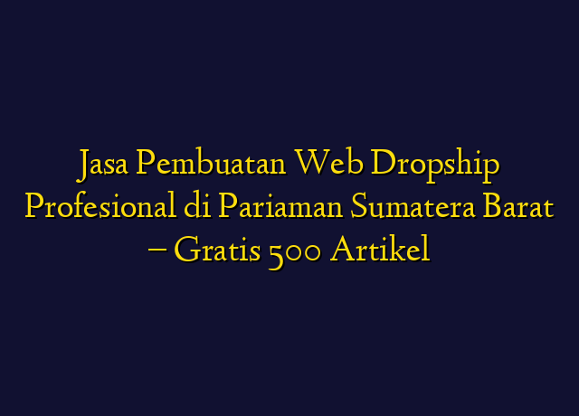 Jasa Pembuatan Web Dropship Profesional di Pariaman Sumatera Barat - Gratis 500 Artikel