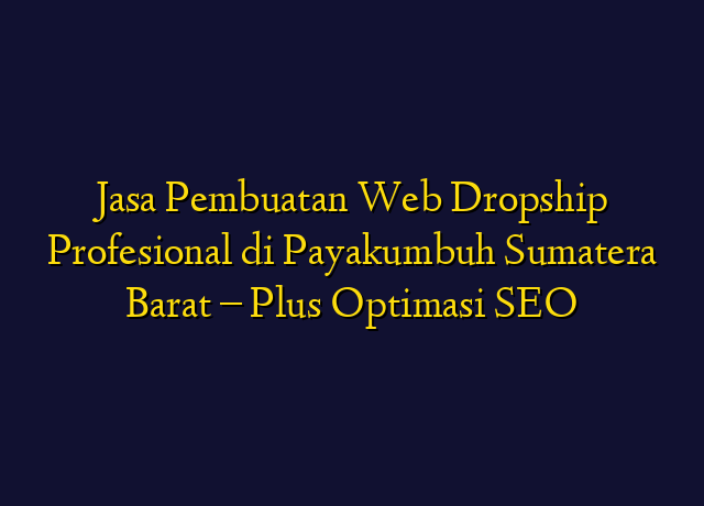 Jasa Pembuatan Web Dropship Profesional di Payakumbuh Sumatera Barat - Plus Optimasi SEO