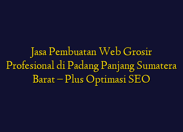 Jasa Pembuatan Web Grosir Profesional di Padang Panjang Sumatera Barat - Plus Optimasi SEO