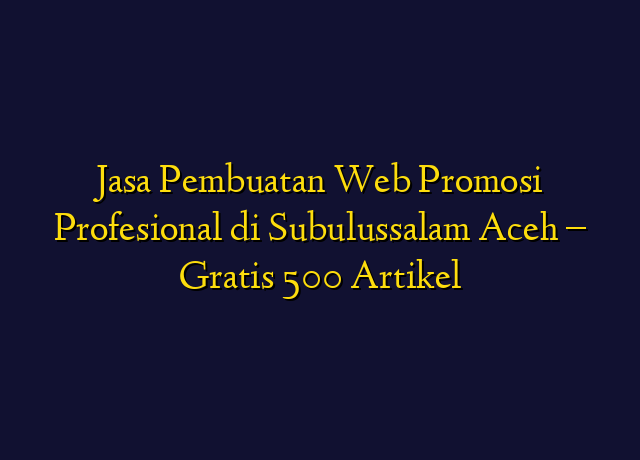 Jasa Pembuatan Web Promosi Profesional di Subulussalam Aceh - Gratis 500 Artikel