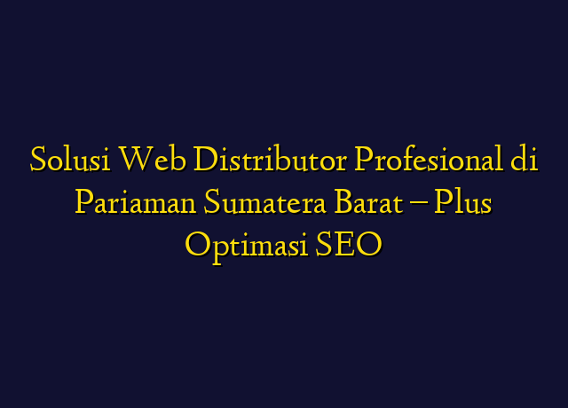 Solusi Web Distributor Profesional di Pariaman Sumatera Barat - Plus Optimasi SEO