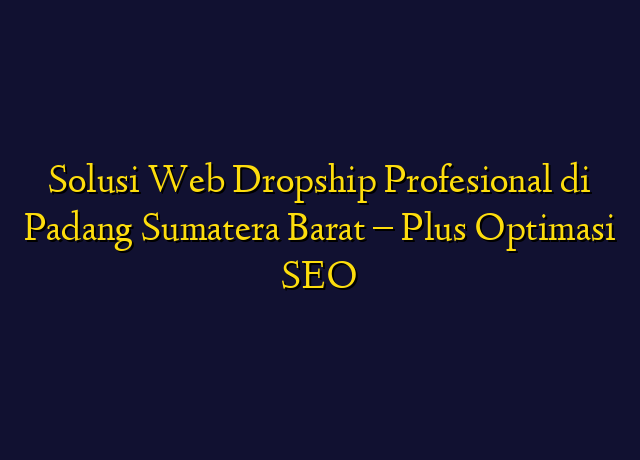 Solusi Web Dropship Profesional di Padang Sumatera Barat - Plus Optimasi SEO