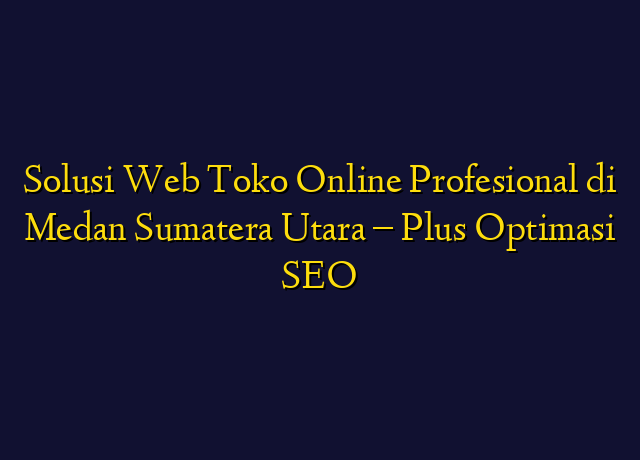 Solusi Web Toko Online Profesional di Medan Sumatera Utara - Plus Optimasi SEO