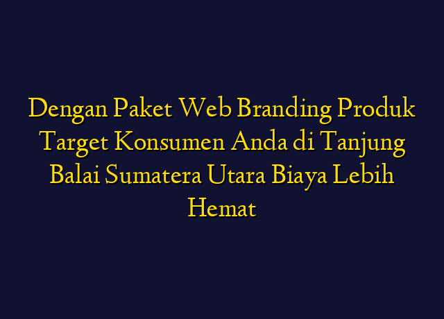 Dengan Paket Web Branding Produk Target Konsumen Anda di Tanjung Balai Sumatera Utara Biaya Lebih Hemat