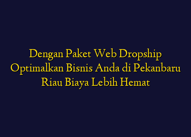 Dengan Paket Web Dropship Optimalkan Bisnis Anda di Pekanbaru Riau Biaya Lebih Hemat