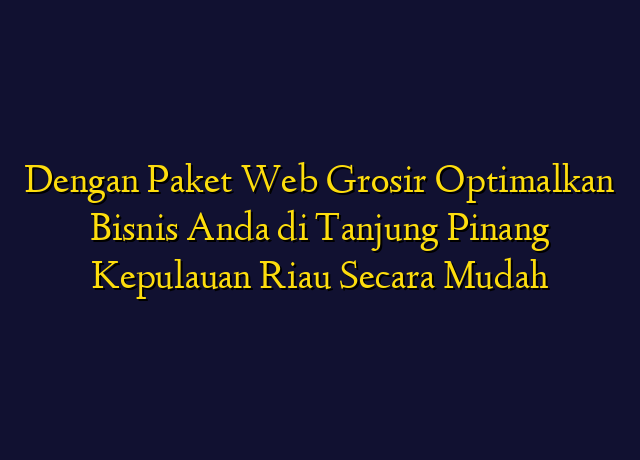 Dengan Paket Web Grosir Optimalkan Bisnis Anda di Tanjung Pinang Kepulauan Riau Secara Mudah
