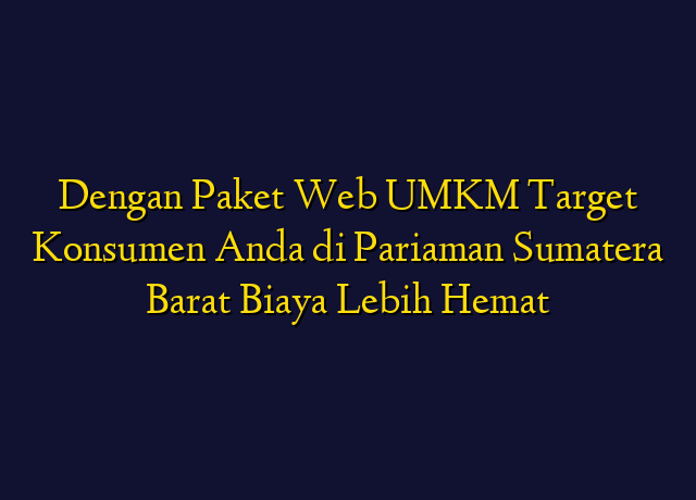 Dengan Paket Web UMKM Target Konsumen Anda di Pariaman Sumatera Barat Biaya Lebih Hemat