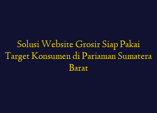 Solusi Website Grosir Siap Pakai Target Konsumen di Pariaman Sumatera Barat