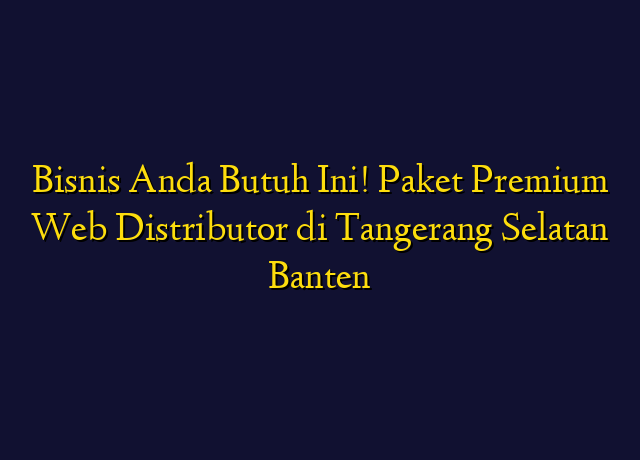 Bisnis Anda Butuh Ini! Paket Premium Web Distributor di Tangerang Selatan Banten