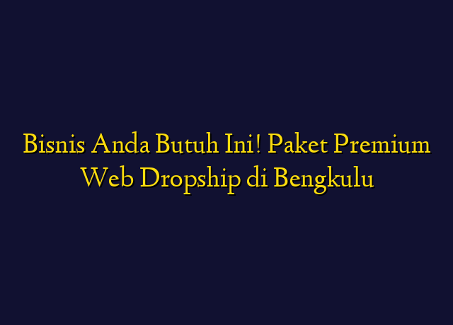 Bisnis Anda Butuh Ini! Paket Premium Web Dropship di Bengkulu