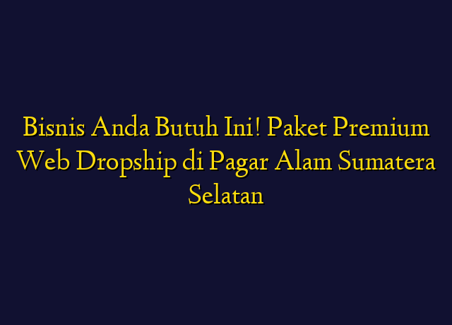 Bisnis Anda Butuh Ini! Paket Premium Web Dropship di Pagar Alam Sumatera Selatan