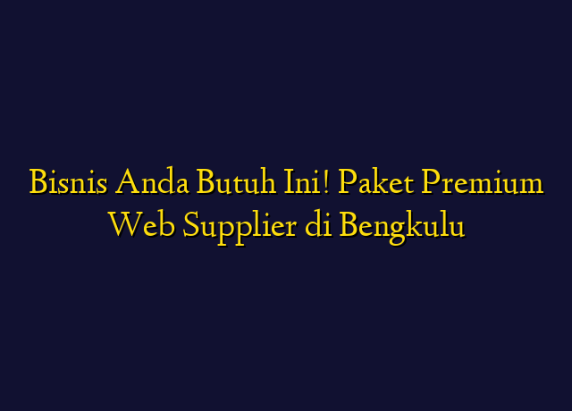Bisnis Anda Butuh Ini! Paket Premium Web Supplier di Bengkulu