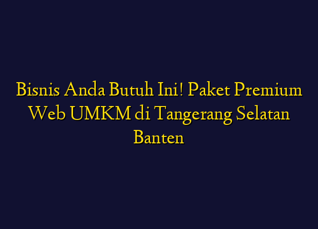 Bisnis Anda Butuh Ini! Paket Premium Web UMKM di Tangerang Selatan Banten