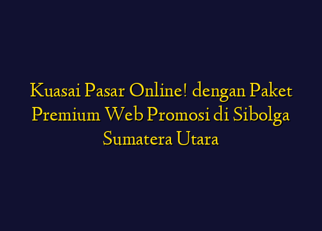 Kuasai Pasar Online! dengan Paket Premium Web Promosi di Sibolga Sumatera Utara