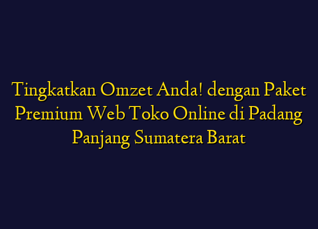 Tingkatkan Omzet Anda! dengan Paket Premium Web Toko Online di Padang Panjang Sumatera Barat