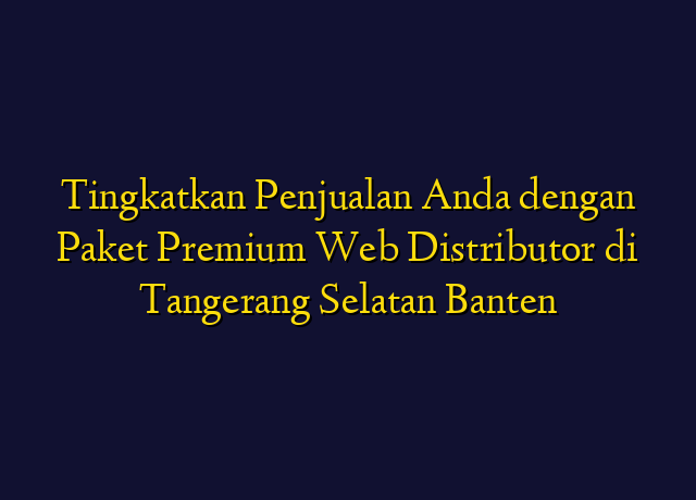 Tingkatkan Penjualan Anda dengan Paket Premium Web Distributor di Tangerang Selatan Banten