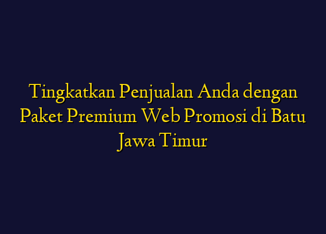 Tingkatkan Penjualan Anda dengan Paket Premium Web Promosi di Batu Jawa Timur
